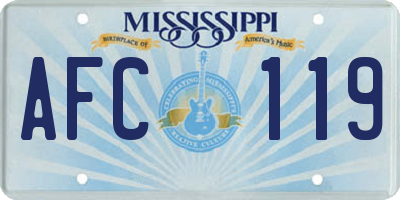 MS license plate AFC119