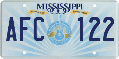 MS license plate AFC122