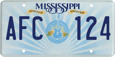 MS license plate AFC124