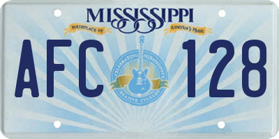 MS license plate AFC128