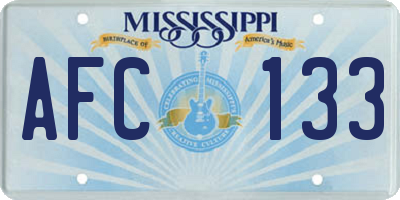 MS license plate AFC133