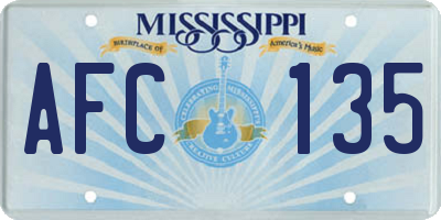 MS license plate AFC135