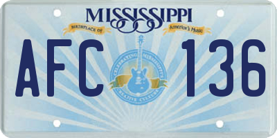 MS license plate AFC136