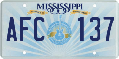MS license plate AFC137