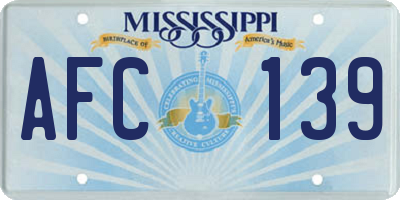 MS license plate AFC139