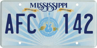 MS license plate AFC142