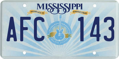 MS license plate AFC143