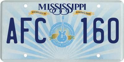 MS license plate AFC160