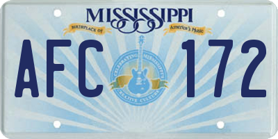 MS license plate AFC172