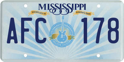MS license plate AFC178