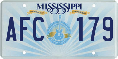 MS license plate AFC179