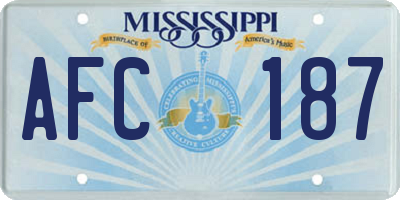MS license plate AFC187