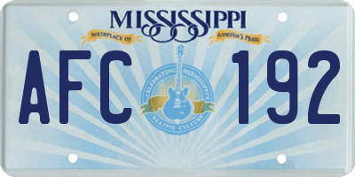 MS license plate AFC192