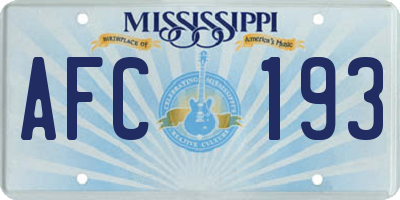 MS license plate AFC193