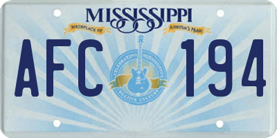 MS license plate AFC194