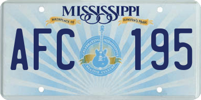 MS license plate AFC195