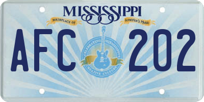 MS license plate AFC202