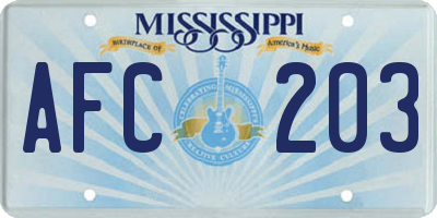 MS license plate AFC203