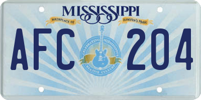 MS license plate AFC204