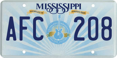 MS license plate AFC208