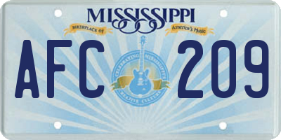 MS license plate AFC209