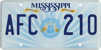 MS license plate AFC210
