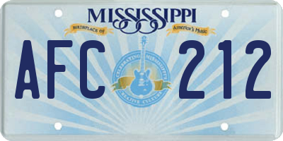 MS license plate AFC212