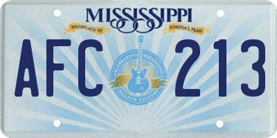 MS license plate AFC213