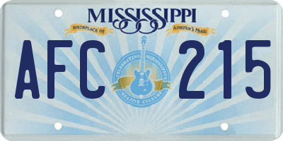 MS license plate AFC215