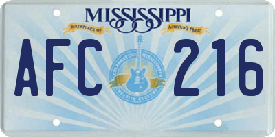 MS license plate AFC216