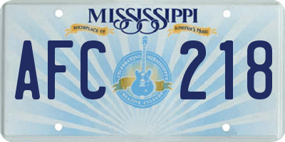 MS license plate AFC218