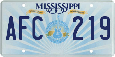 MS license plate AFC219