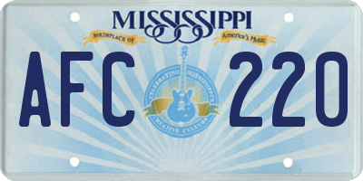 MS license plate AFC220