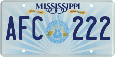 MS license plate AFC222