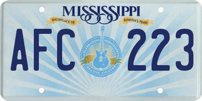 MS license plate AFC223