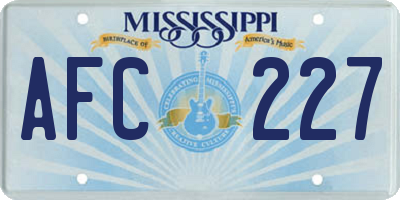 MS license plate AFC227