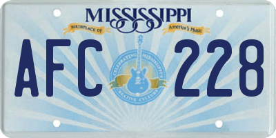 MS license plate AFC228