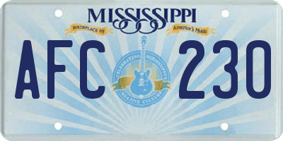 MS license plate AFC230
