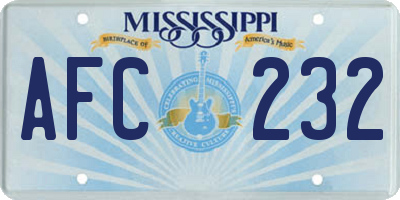 MS license plate AFC232