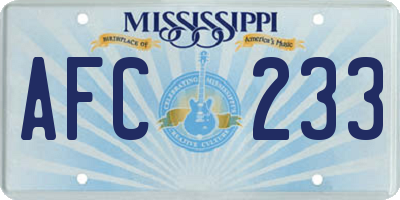 MS license plate AFC233