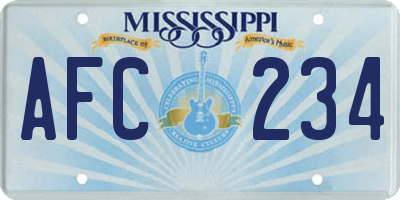 MS license plate AFC234