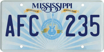 MS license plate AFC235