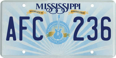 MS license plate AFC236