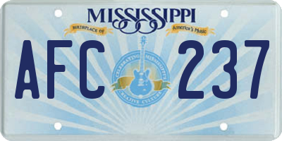 MS license plate AFC237