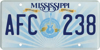 MS license plate AFC238