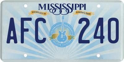 MS license plate AFC240