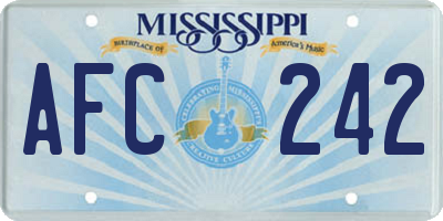 MS license plate AFC242