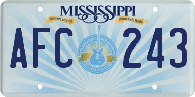 MS license plate AFC243