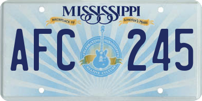MS license plate AFC245
