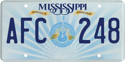 MS license plate AFC248